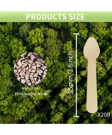Mini Ice Cream Wooden Spoons 200 Counts 3.8" Disposable Wooden Spoons Yogurt Dessert Tasting Sampling Spoons Small Wooden Spoons 100% Biodegradable Compostable and Eco Friendly 017c - Buy Online on GoSupps.com