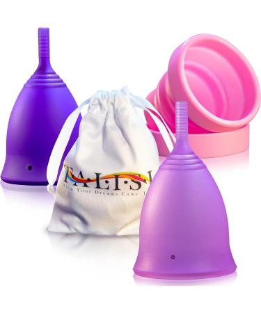 Talisi Reusable Menstrual Cups - Set of 2 for Women | Eco-Friendly Feminine Hygiene | Collapsible Sterilization | Regular & Heavy Flow | Small & Large | Alternative to Tampons & Pads - Buy Online on GoSupps.com