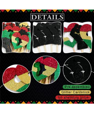 Qttier 24Pcs Black History Month Cupcake Toppers Pre-assembled Black History Month Cupcake Picks for African American History Month Party Decorations Glitter - Buy Online on GoSupps.com