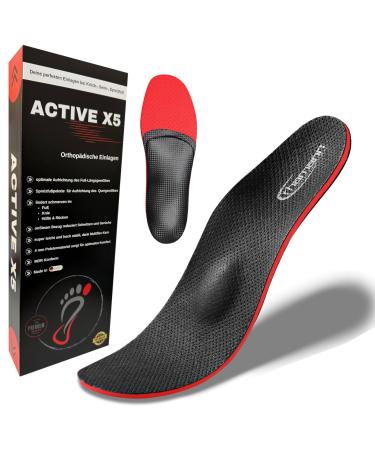 Active X5 Latest generation orthopedic shoe insoles against kinkfoot lower foot flat foot spreading foot metatarsalgia foot pain and foot misalignment.Prevents sweat. (38)
