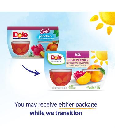 Dole Fruit Bowls Diced Peaches in Strawberry Gel - Gluten Free Healthy Snack - 4.3 oz Cups (Pack of 24) - Buy Online on GoSupps.com