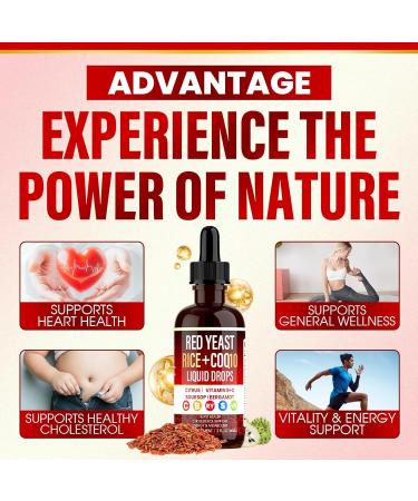 Red Yeast Rice with Coq10 Liquid Drops Red Rice Yeast for Cholesterol with Citrus Bergamot Immune & Heart Support - 120ML (1) - Buy Online on GoSupps.com