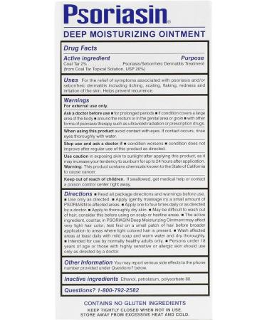Psoriasin Deep Moisturizing Ointment 4.2oz - 2% Coal Tar for Psoriasis Relief - Buy Online on GoSupps.com