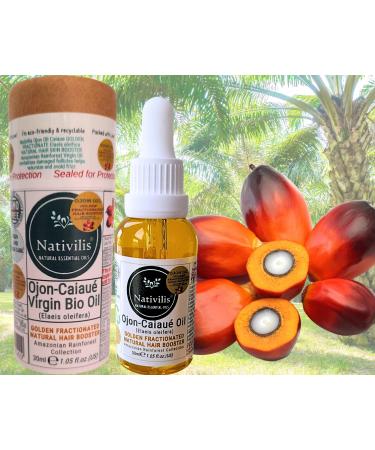 Nativilis Ojon Caiaue GOLDEN FRACTIONATED Oil - (Elaeis oleifera) NATURAL HAIR SKIN BOOSTER Rainforest Virgin Oil - revitalizes damaged follicles hair growth volumize and get tame frizz Copaiba