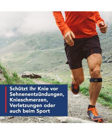 Patella Tendon Bandage | Adjustable Knee Support for Meniscus & Tendinitis - Doctor-Designed Single Pack Black - Buy Online on GoSupps.com