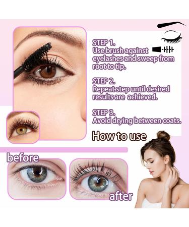 2 Pack Fiber Lash Mascara Lengthening Thick Waterproof Black Mascara Long Lasting Smudge-proof Clear Tube Mascara All Day Exquisitely Full - Buy Online on GoSupps.com