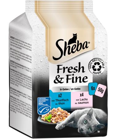 Sheba Fresh & Fine in Jelly - High-quality wet cat food - Tuna and Salmon (MSC) - 36 x 50g