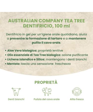 Triple action gel toothpaste with organic tea tree oil and aloe vera for daily oral hygiene. - Buy Online on GoSupps.com