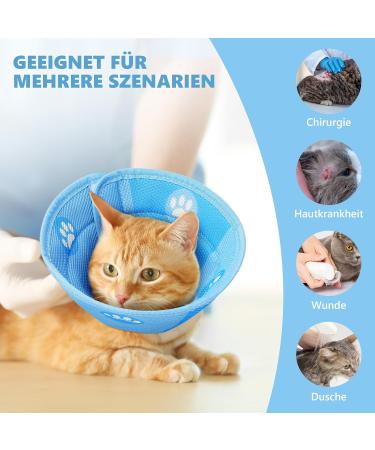 Adjustable Soft Protective Cat Collar | Halskrause Non-Protective Collar for Cats Puppies & Small Dogs - Blue (M) - Buy Online on GoSupps.com