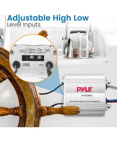 Pyle Hydra Marine Amplifier - Elite Series 400W 2 Channel Micro Amp - Waterproof, RCA Stereo Input, Volume Control (PLMRMP1A) - Buy Online on GoSupps.com