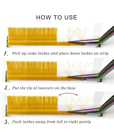 Orange Self-Fan Eyelashes D-0.07 Mix | Easy Fan Lashes for Volume | D Curl Colored Extensions 8-15mm - Buy Online on GoSupps.com