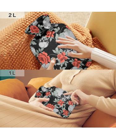 Skull Hot Water Bottle with Vintage Roses | BPA Free 2L for Pain Relief & Cramps - International Shipping Available - Buy Online on GoSupps.com