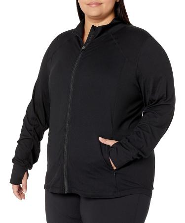Amazon Essentials Women's Brushed Tech Stretch Full-Zip Jacket - Plus Size - Black (Large) - Buy Online on GoSupps.com