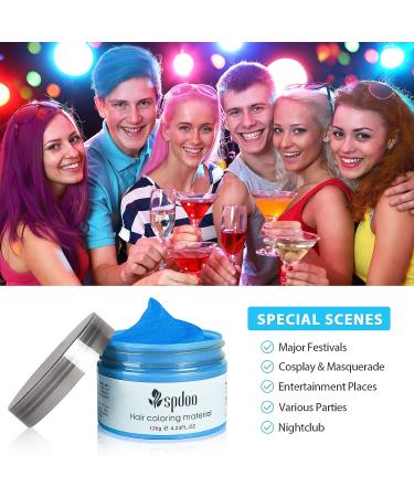 Blue Temporary Hair Color Wax for Men, Women, Kids - Daily Party, Cosplay, Halloween - DIY Hair Dye Paint - Buy Online on GoSupps.com