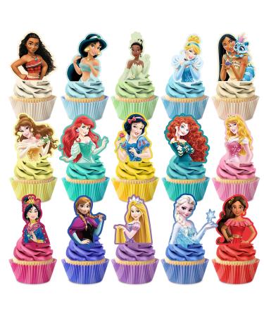 Princess Cupcake Toppers Birthday Cake Decorations Party Supplies Decor 60 counts