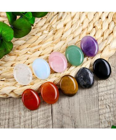 Xiannvxi 10pcs Palm Stone Set - Amethyst Rose Quartz Obsidian & Clear Quartz Healing Crystals - Natural Polished Gemstones for Wellness - Buy Online on GoSupps.com
