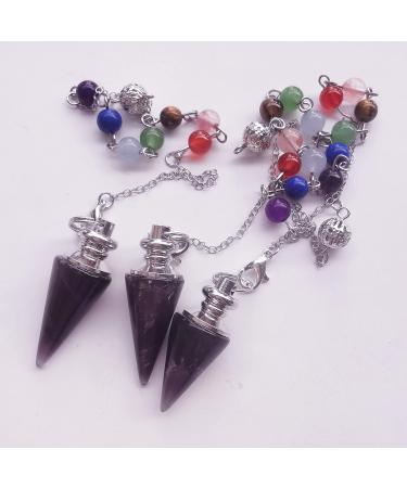 Lovionus89 7 Chakra Points Pendulum - Healing Reiki Stone for Meditation Divination & Chakra Balancing | Amethyst Gemstone - Buy Online on GoSupps.com