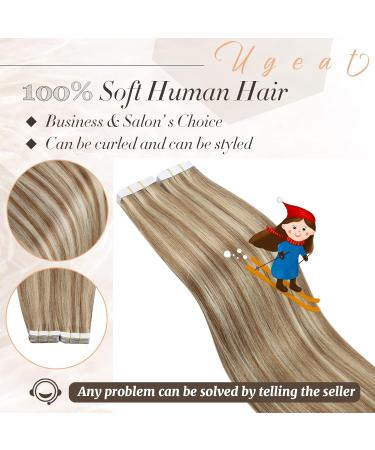 Ugeat Tape In Real Hair Extensions - 55cm Blonde & Brown 50g - Premium Quality #P10/613 - Buy Online on GoSupps.com