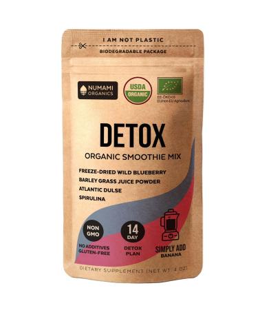 Numami Organic Detox Blueberry Smoothie Powder with Healthy Spirulina Atlantic Dulse and Barley Grass Juice Powder Premium Quality superfood from Europe Blueberry Powder 4 Ounce (Pack of 1)