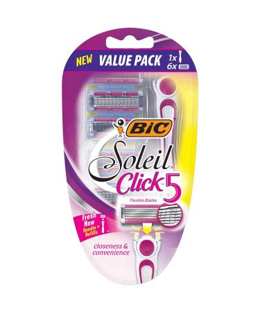 BIC Soleil Click 5 Women's Disposable Razor - Pack of 6 for Smooth & Close Shave - Buy Online on GoSupps.com