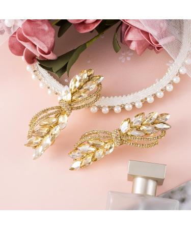 2PCS Gold Rhinestone Hair Barrettes | Sparkly Crystal Clips for Bridal & Wedding | Hair Accessories for Women & Girls - Buy Online on GoSupps.com