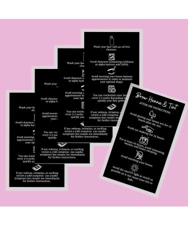 Brow Henna & Tint Aftercare Instruction Cards - 50 Pack | Printed 2x3.5 Business Card Size | DIY Supplies for At-Home Tinting | Black & White Icon Design - Buy Online on GoSupps.com