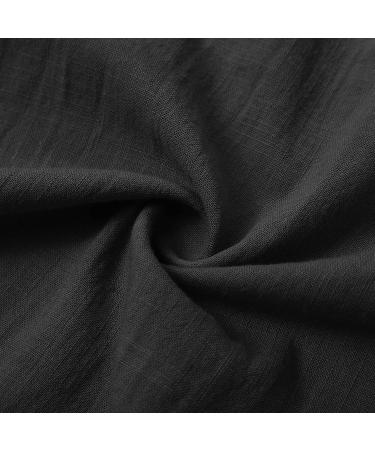 Men's Light Loose 3/4 Denim Shorts - Casual Beach & Yoga Pants | Elastic Waist Wide Leg Cotton - A2 Black - Buy Online on GoSupps.com