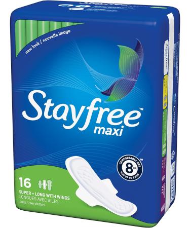 Stayfree Maxi Pads Super Long with Wings 16ct - Pack of 1 - Buy Online on GoSupps.com