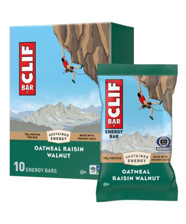 CLIF BAR - Energy Protein Bars - Oatmeal Raisin Walnut - Made with Organic Oats - Energy Bars - Non-GMO - (10 Pack)