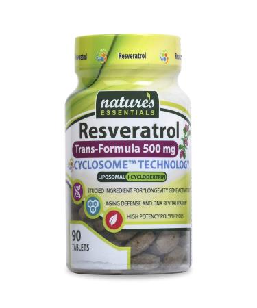 NATURE'S ESSENTIALS Liposomal Resveratrol | 500mg per Pill | Full-Spectrum Trans-Resveratrol | Maximum Absorption Formula | 3 Month Supply | Non-GMO | Gluten-Free | Vegetarian | Lab Certified | USA
