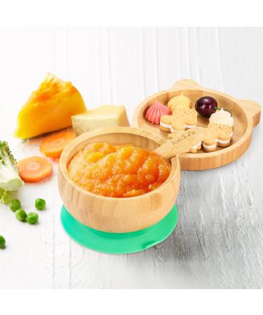 Suction Bowl Set for Babies & Toddlers | Bamboo Wood Feeding Bowl with Lid & Spoon | Stay Put Tableware for Easy Cleaning | Ideal for Weaning Journey - Buy Online on GoSupps.com
