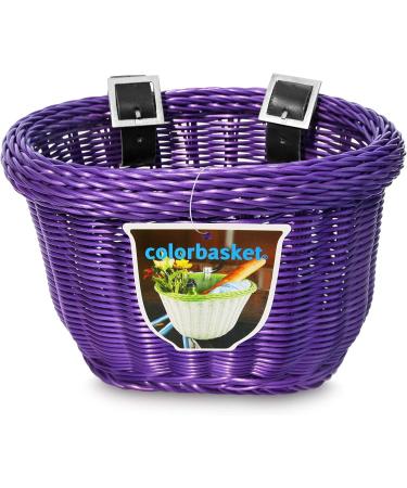 Colorbasket 01617 Front Handle Bar Kids Bike Basket - Weather Resistant, Adjustable Straps, Food-Contact Safe - Purple - Buy Online on GoSupps.com
