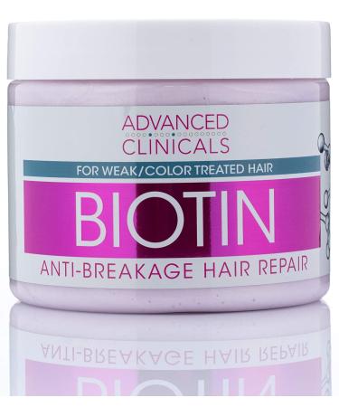 Advanced Clinicals Biotin Hair Treatment Mask - Repair & Strengthen Color-Treated Hair with Manuka Honey & Caffeine - Hydrating Deep Conditioner for Weak Hair - 12 Fl Oz - Buy Online on GoSupps.com
