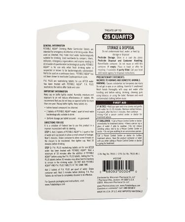 Potable Aqua Water Purification Tablets with PA Plus - Portable Solution for Camping, Hiking, Emergencies & Travel - 100 Tablets - Buy Online on GoSupps.com