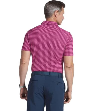 IBKUL Men's Athleisure UPF 50+ Icefil Cooling Polo - Charcoal/Lavender Curled Waves (Modern Fit, Size Large) - Buy Online on GoSupps.com