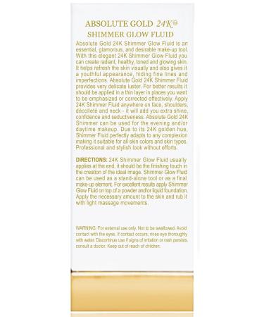 Absolute Gold 24K Shimmer Glow Fluid - 24K Gold Silk Peptides & Hyaluronic Acid for All Skin Types - Radiant Skin Treatment 1 fl. oz (30 ml - Buy Online on GoSupps.com