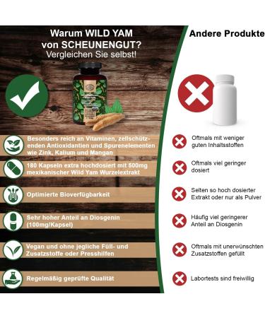 Buy High Dose Yams Root Capsules - 1000mg (10:1 Extract) - 180 Caps with 20% Diosgenin | International Shipping - Scheunengut  - Buy Online on GoSupps.com