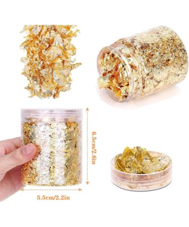 Gold Leaf Gilding Resin Flakes 3 Bottles Metallic Foil 15g - Craft Supplies for Painting, Crafts, Slime, and Resin Jewelry Making - Gold, Silver, Copper Colors - Buy Online on GoSupps.com