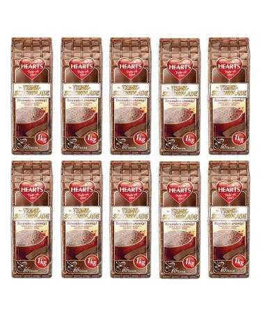 HEARTS Drinking Chocolate, 10 x 1 kg, Beneficial Drink Pack, Instant Cocoa Powder, Soluble, Milky, Creamy - Enough for 800 Cups - Easy Prep