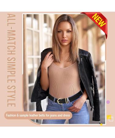 XZQTIVE 2 Pack Women Plus Size Leather Belts - Black Cowhide Waist Belt for Jeans Pants Dress - X-Large (42-47) - Solid Pin Buckle - Buy Online on GoSupps.com
