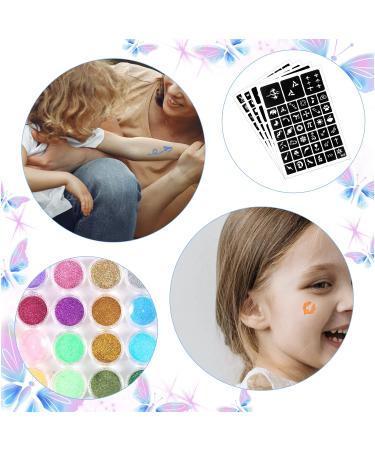 Glitter Tattoo Kit for Kids - 24 Colors, 187 Stencils, 5 Brushes - DIY Arts for Parties & Festivals - Buy Online on GoSupps.com
