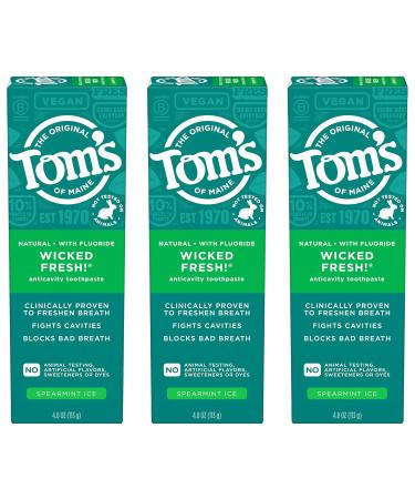 Tom's of Maine Wicked Fresh! Natural Anticavity Fluoride Toothpaste - 3 Pack Spearmint 4 oz - International Shipping - Buy Online on GoSupps.com