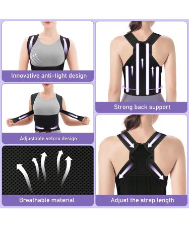 Kungfuren Posture Corrector Brace for Men and Women - Adjustable Breathable Upper Back Straightener - Lumbar Support Belt in Dark Black (S) - Buy Online on GoSupps.com