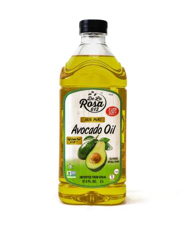 De La Rosa 100% Pure Avocado Oil Kosher for Passover Vegan Non-GMO & Gluten Free Great for High Smoke Point Cooking First Cold Pressed Avocado Oil | 67.6 Oz (Pack of 1) Avocado Oil - 2L (1Pack)