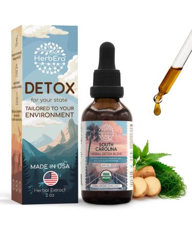 HerbEra South Carolina Herbal Detox Blend - USDA Organic Extract Made in USA | Immune & Liver Support Liquid Drops | Dandelion Root Eleuthero Licorice Milk Thistle | 2 fl oz