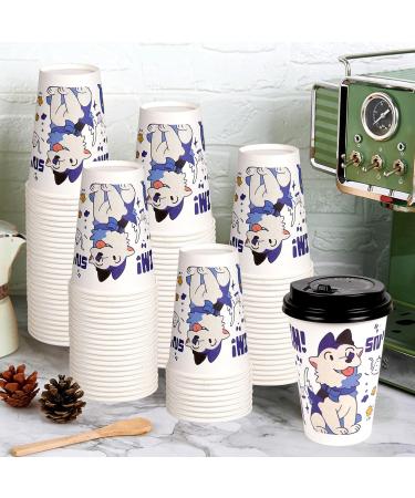 100 Pack 12 oz Disposable Coffee Cups with Lids Thickened Coffee Paper Cups - to Go Hot Cups for Party Beverages Tea Hot Chocolate Water Juice Dog - Buy Online on GoSupps.com