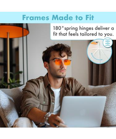 THL SLEEP Half Frame Blue Light Blocking Glasses - Titanium Semi Rimless Blue Blockers for Men & Women | Reduce Eye Strain & Fatigue - Perfect for Sleep & Migraine Relief - Buy Online on GoSupps.com
