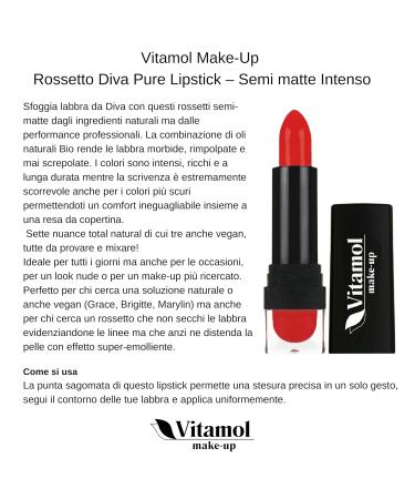 Vitamol Diva Pure Semi-Matte Lipstick - Intense Organic Makeup (Grace) | Shop Internationally - Buy Online on GoSupps.com