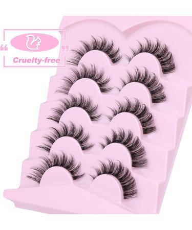 Lashes Natural Look Wispy Eyelashes Clear Band D Curl Eyelash Extension Cat Eye False Lashes Pack 5 Pairs by Mavphnee Glamour - Buy Online on GoSupps.com