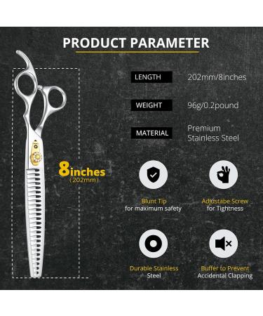 Dream REAC 8 Inch Dog Effilting Scissors - Ergonomic 440C Stainless Steel with 75% Thinning Rate & Adjustable Screw - Professional Dog Grooming Shears - Buy Online on GoSupps.com